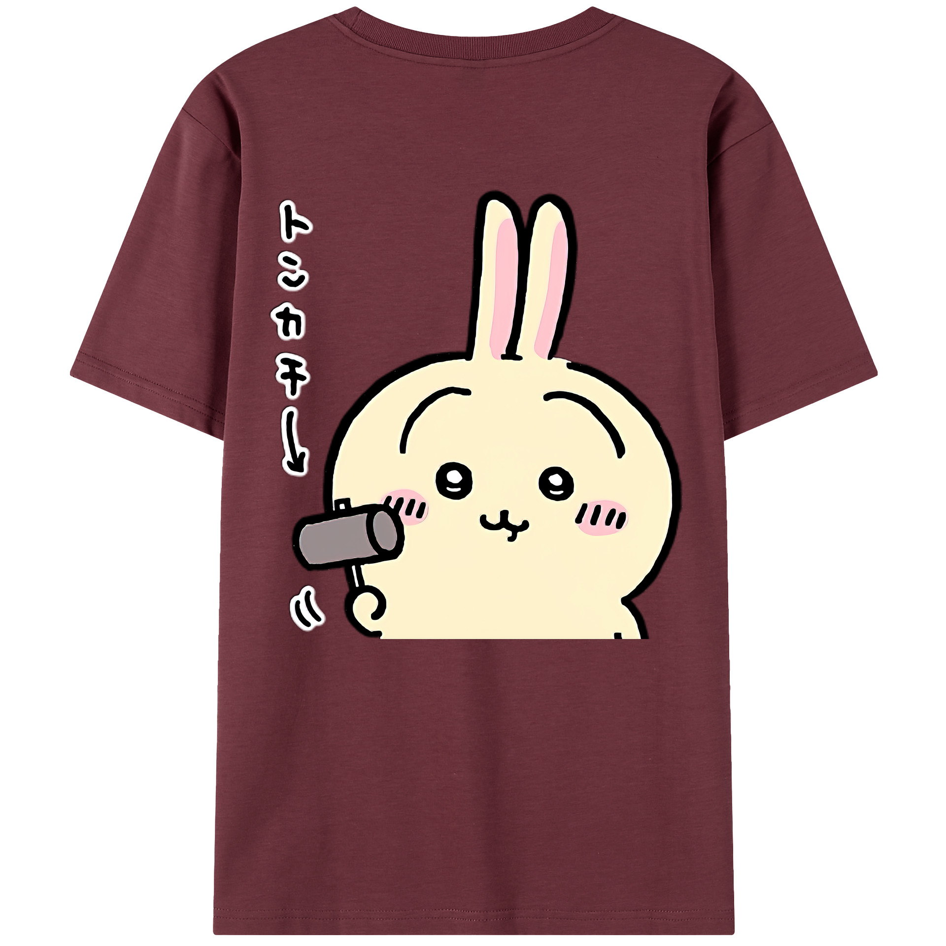 （画像用） ちいかわ うさぎ Chii-kawa usagi 綿100％半袖Tシャツ（背面プリント）